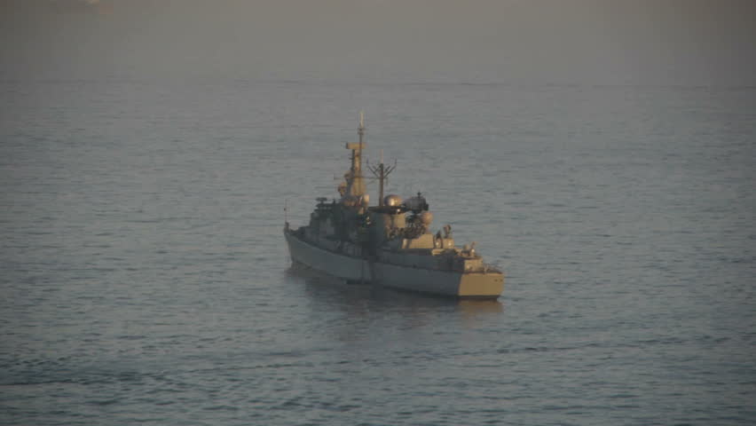 Chilean warship anchored 
