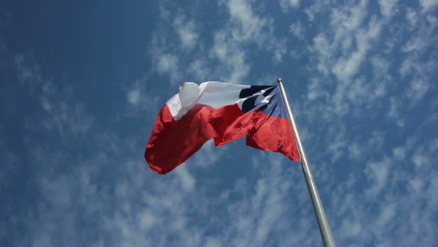 Huge Chilean flag blows in the wind