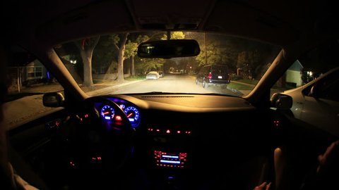 Time lapse shot inside moving car at night in Los Angeles