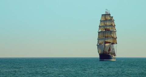 Sailing Ship Day Sailing on the Black Sea on a Blue Sky Background the Sailing Ship 3 Mast