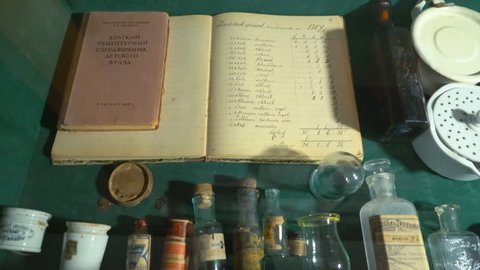 Handwritten Journal Pharmacist With Written Diseases, Recipes, Name Drugs. Ancient Manuscripts Have Preserved the Knowledge of the Old Doctors and Ways to Deal With a Variety of Diseases and Problems