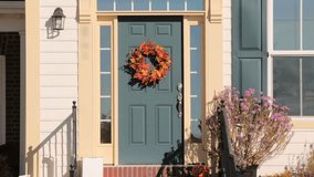 Autumn wreath on the front door. - Powered by Shutterstock - Get 15% off with code: PIKWIZARD15