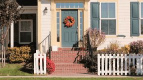 Autumn wreath on the front door. - Powered by Shutterstock - Get 15% off with code: PIKWIZARD15