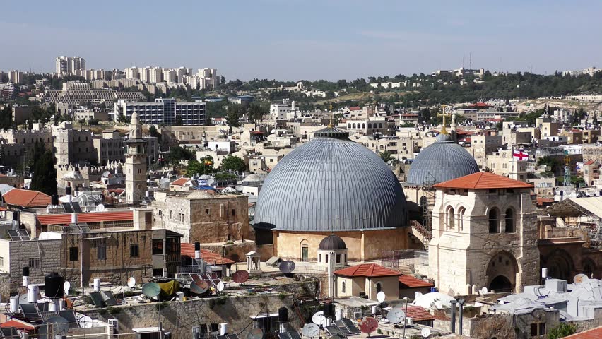 Skyline of Jerusalem, the Old City, churches and mosques