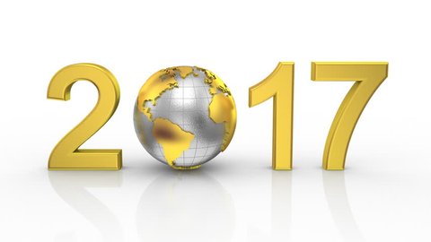 New Year 2017. White background, 2 in 1, loop (226-450th frames), created in 4K, 3d animation