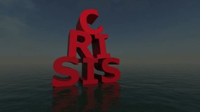 Crisis word rendered on an infinite ocean, 3d rendering animation - Powered by Shutterstock - Get 15% off with code: PIKWIZARD15