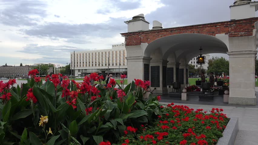 Honorary Guards on Duty next to the Tomb of the Unkown Soldier on Pilsudski Square, Warsaw. Poland. Shot in 4K (ultra-high definition (UHD)).
