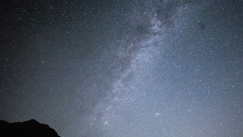 Star Trails Night Sky Cosmos Galaxy Time-lapse over plateau on Kackar Mountains, Turkey.