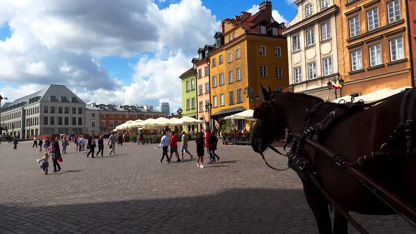 Warsaw. Old town. Architecture, old houses, streets and neighborhoods. Poland. Shot in 4K (ultra-high definition (UHD)).