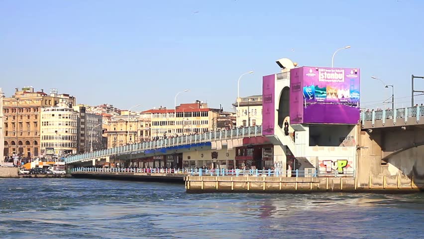 ISTANBUL, TURKEY - MARCH 6: Historical Galata Bridge on March 6, 2012 in