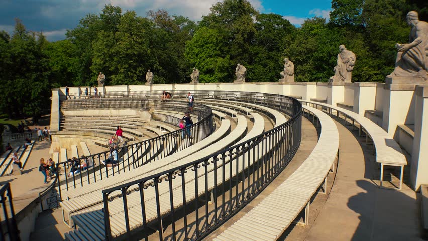 Royal Park Lazienki in Warsaw. Poland. Shot in 4K (ultra-high definition (UHD)).