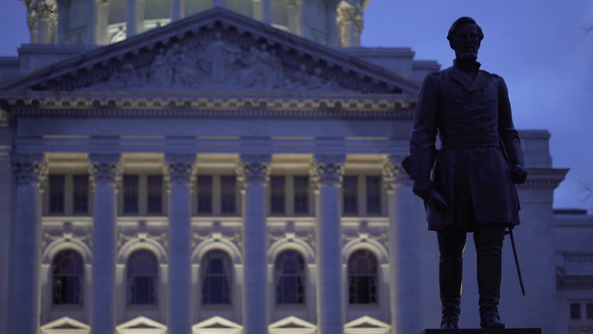 Evening shots of the Madison Wisconsin Capitol Building in early winter.
