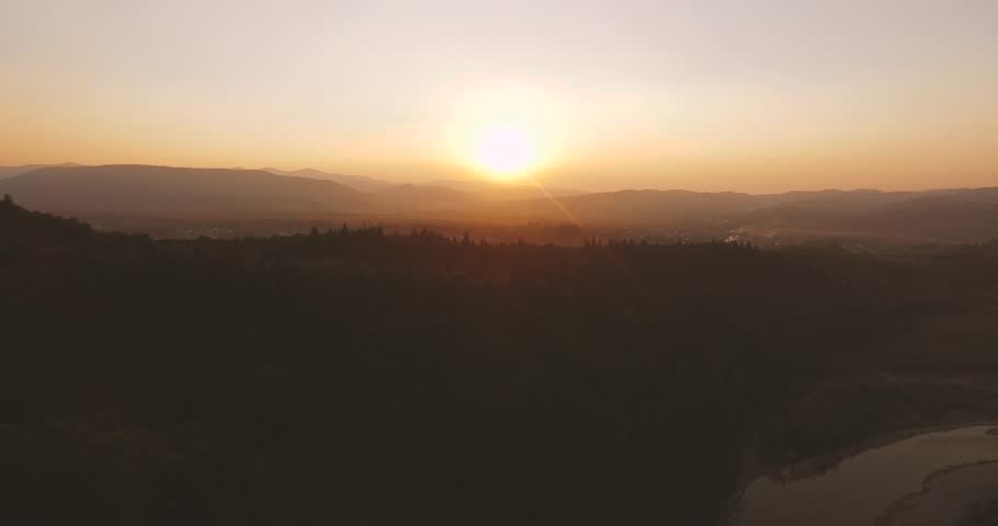 Beautiful Aerial shot Mountines Sunset