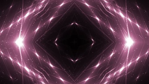 VJ Fractal pink kaleidoscopic background.Background pink motion with fractal design on black background. Disco spectrum lights concert spot bulb. Light Tunnel. Seamless loop.