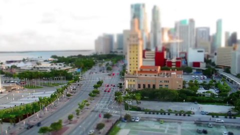 Miami, Florida / USA - video timelapse of Biscayne boulevard. Miami downtown and Freedom Tower