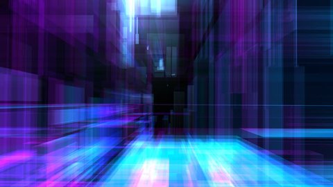 Abstract futuristic footage. Fly camera in the space of a translucent blue and purple panels. Abstract tech background. 3d technology abstract 
