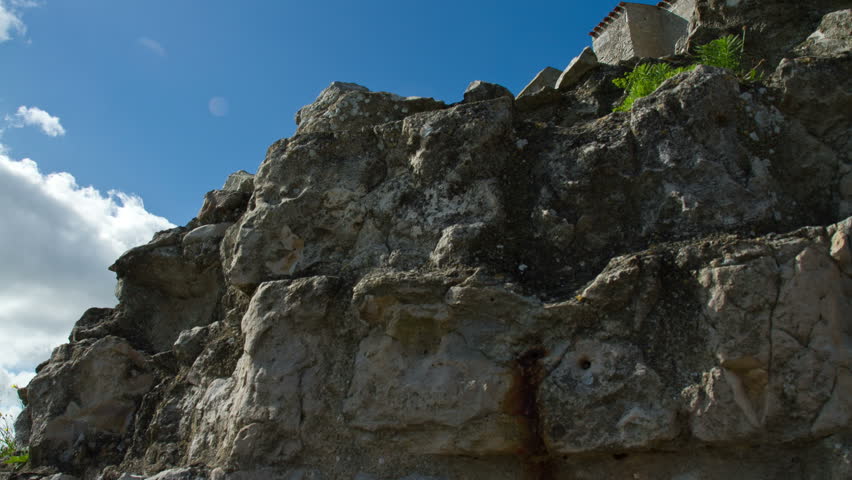 Time Lapse with a crane up move of ancient church runes. Shot in France.