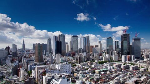 Time Lapse of the Shinjuku Skyscraper district in Tokyo Japan.