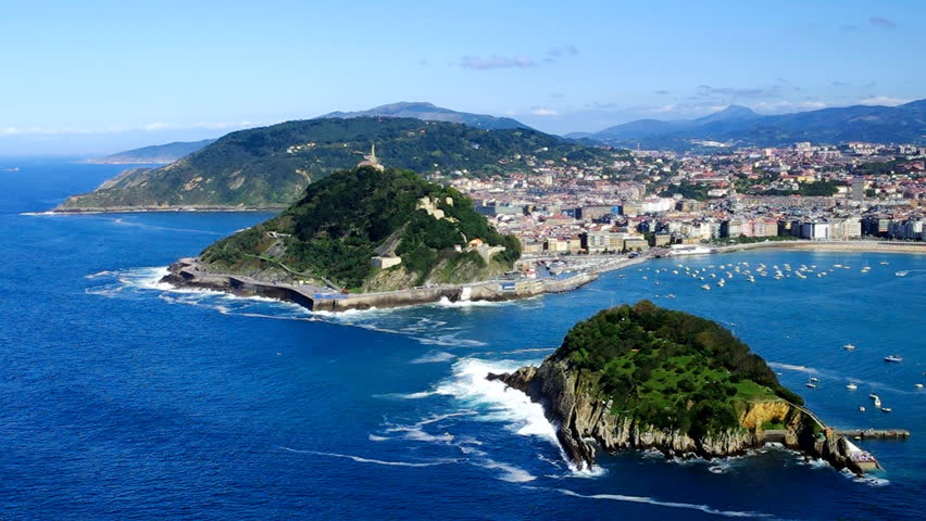 aerial view san sebastian city basque Stock Footage Video (100% Royalty ...