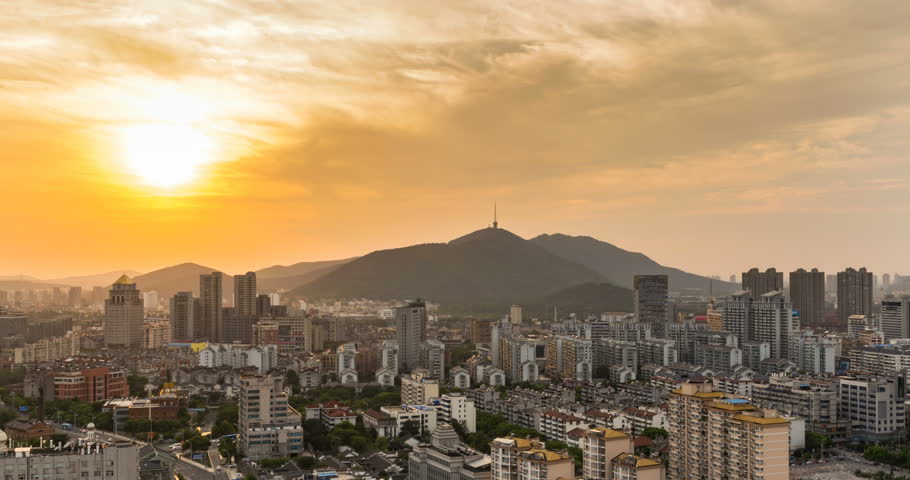 Cityscape in China sunset