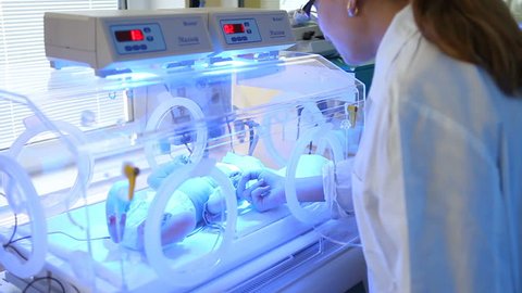 premature baby in an incubator