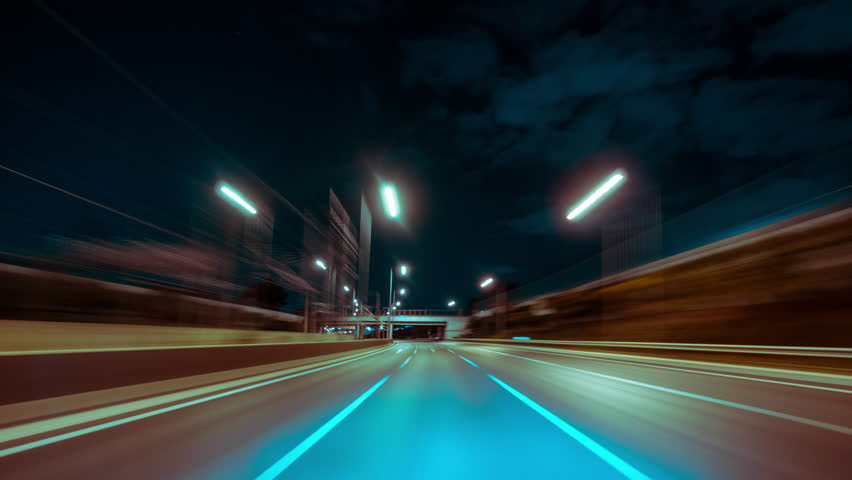 4K 30p Driving pov ultrawide futuristic highway timelapse night with endless twists, turns, and tunnels at high speeds. | Shutterstock HD Video #20963182