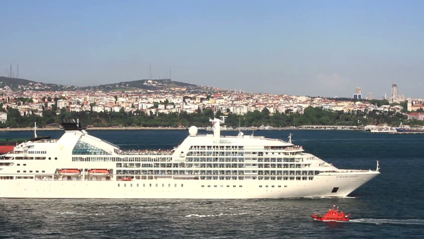ISTANBUL - JUNE 6: Luxury cruise ship Seabourn Odyssey leaves from Istanbul