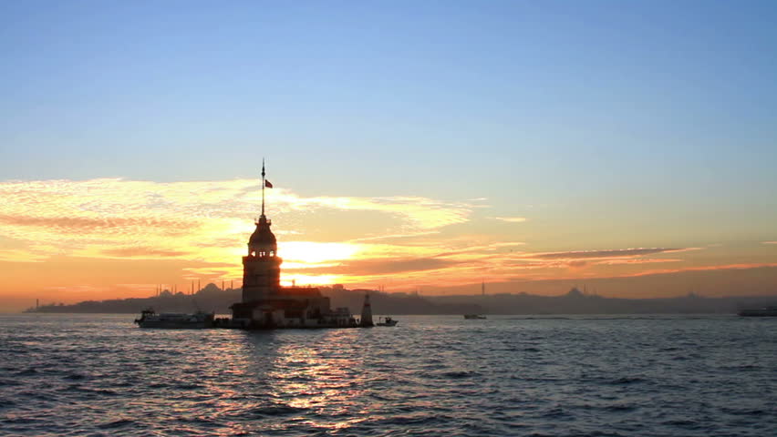 Sunset and reflections. Kizkulesi, Istanbul.