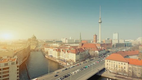 Berlin Skyline City Timelapse with cloud Dynamic in Full HD 1080p, German Capital