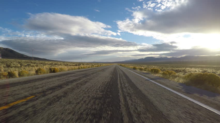 Driving car mount on Highway 6 near Great Basin National Park in Eastern Nevada.