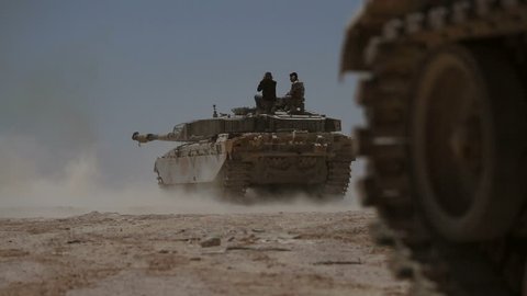 Battle tank shot. M1 Abrams