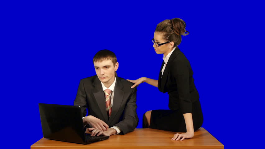 secretary teasing her boss or colleague
