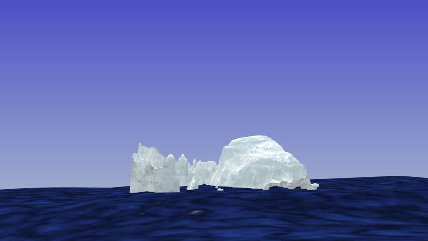 An glacier on the ocean. (3d animation)