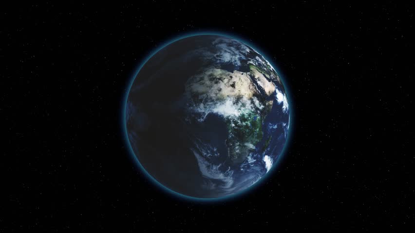 Realistic Earth Rotating on black space background with stars Loop . Globe is centered in frame, with correct rotation in seamless loop. | Shutterstock HD Video #21040321