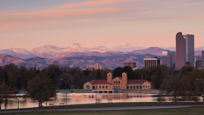 Time-lapse sunrise over the city of Denver Colorado