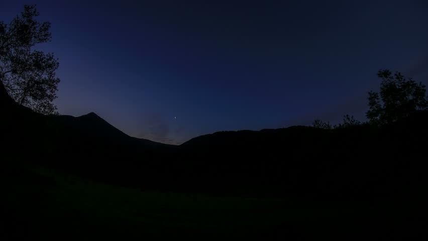 4K. Sunrise in the river valley Aapsta, Abkhazia. Ultra HD. 4096x2304