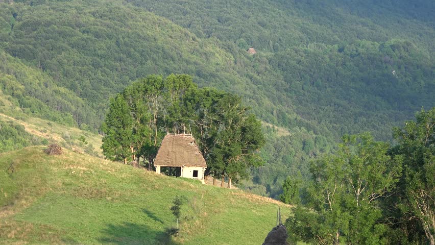 Traditional rustic barn in Transylvania mountains