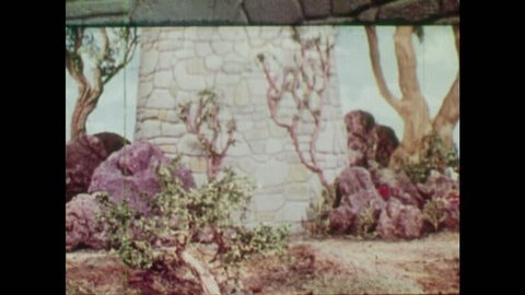 ANIMATED 1950s: Young man calls up to Rapunzel. Witch has an idea about Rapunzel's cut hair.