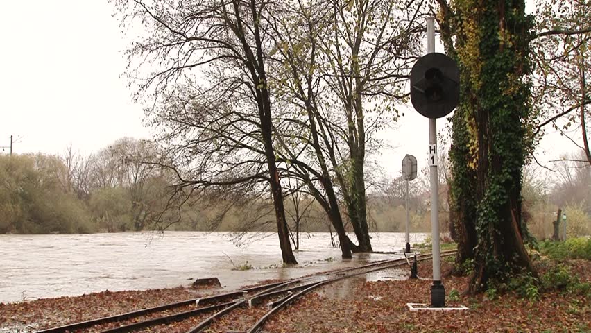 Flooded railway