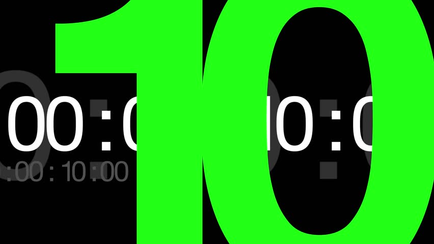 Typographic animation of digital timecodes counting down from ten seconds.