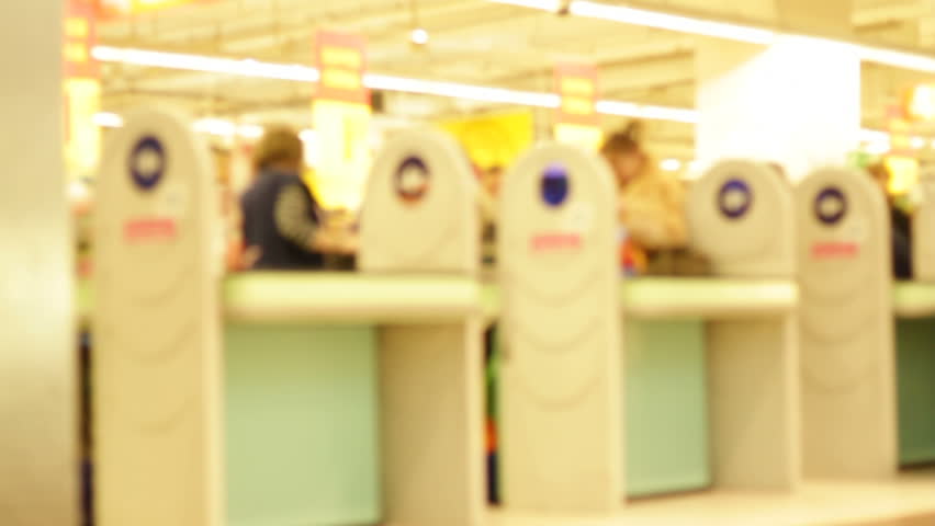 Supermarket check-outs defocused 
