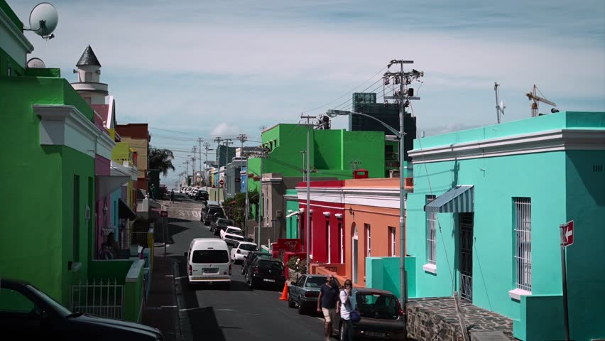 Time lapse of colourful Bokaap district street,Cape Town
