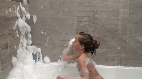 Little Girl Taking Bath Foam Stock Footage Video (100% Royalty-free)  21106846