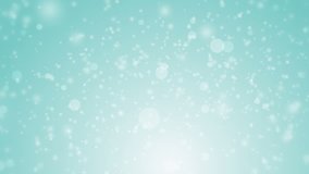 Soft beautiful blue backgrounds. Moving gloss particles on azure background loop. Winter theme Christmas background with snowflakes.