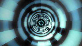 Seamless looped footage for any event, music videos, LED and VJ's screens. Abstract background with animation of spinning abstract futuristic tunnel with light 