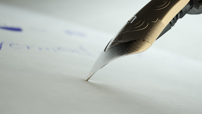 02601 Detail Of Writing Text On White Paper With Fountain Pen Nib Royalty-Free Stock Footage #21124699