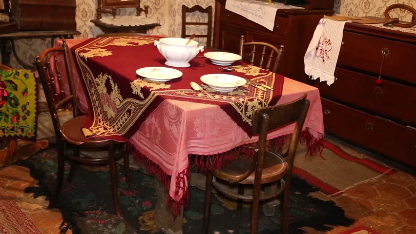 Old dining room set in ethno house