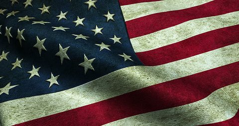 closeup of grunge American USA waving flag, united states of america