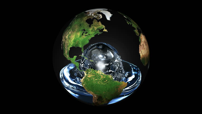 Earth filling with ocean. 3D animation.