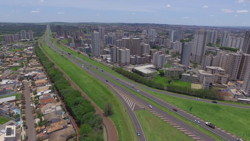 Aerial footage South Zone in Ribeirao Preto city, Sao Paulo, Brazil